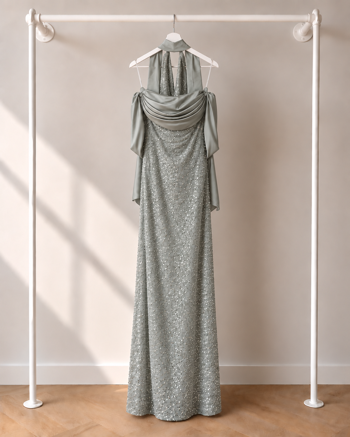 Arlay – Lange Jurk – Mint Groen / Taupe Roze