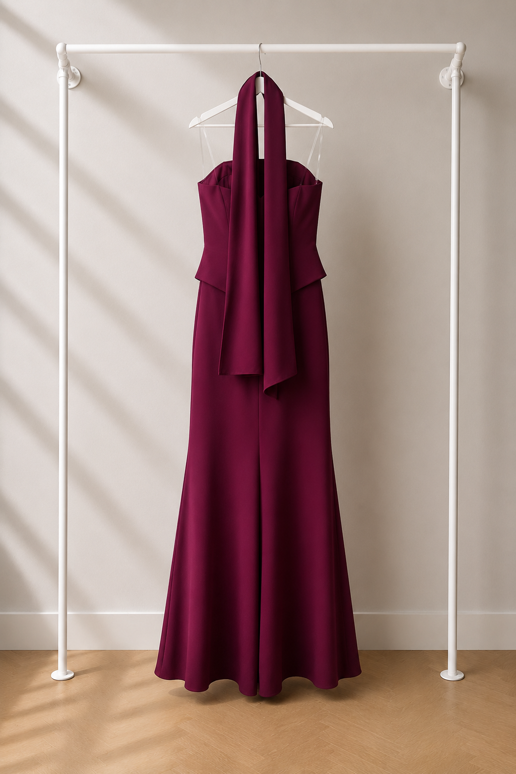Meylin - Lange Avondjurk - Burgundy | Halter