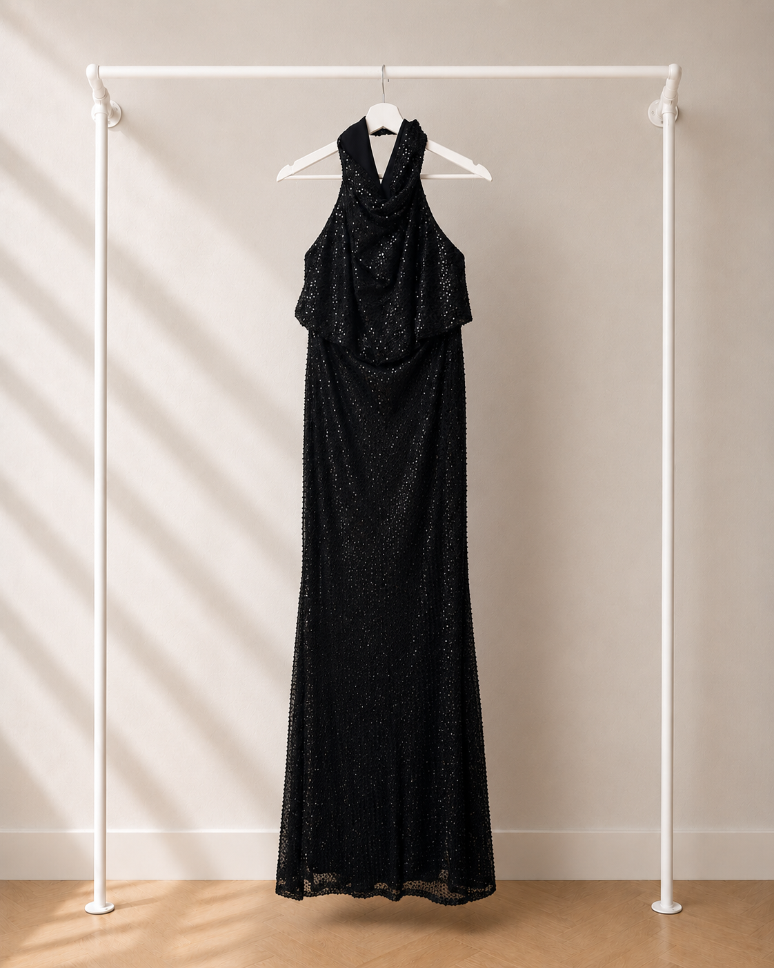Nela - Lange Avondjurk - Zwart | Halter