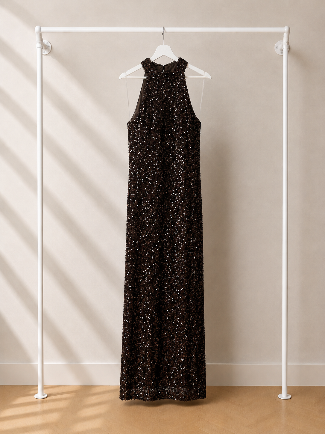 Yunai - Lange Avondjurk - Donkerbruin| Halter