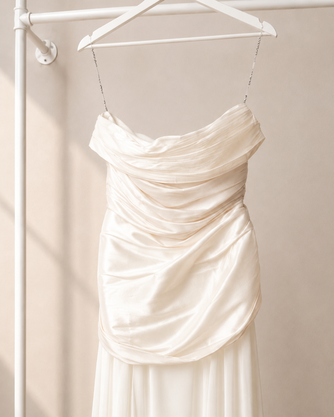 Rayna- Lange Avondjurk - Wit | Gedrapeerd Strapless