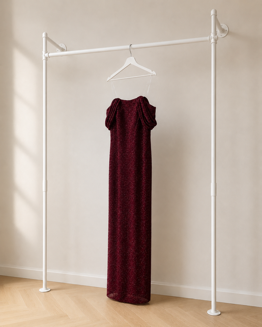 Afra - Lange Avondjurk - Burgundy | Pofmouw