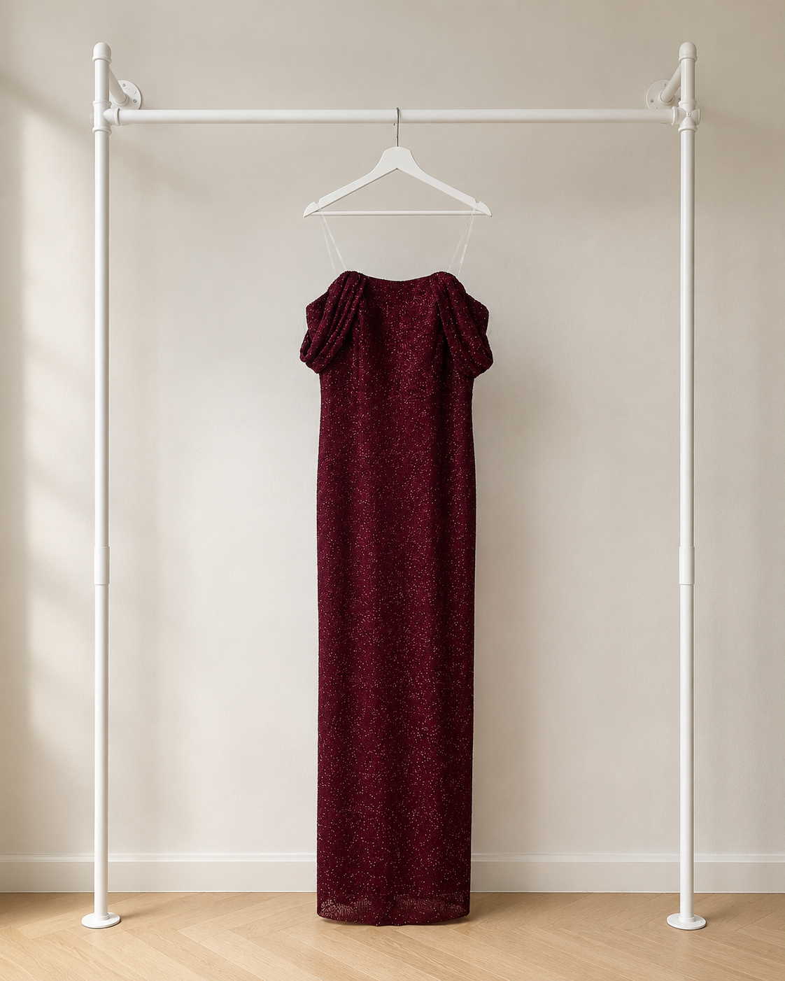 Afra - Lange Avondjurk - Burgundy | Pofmouw