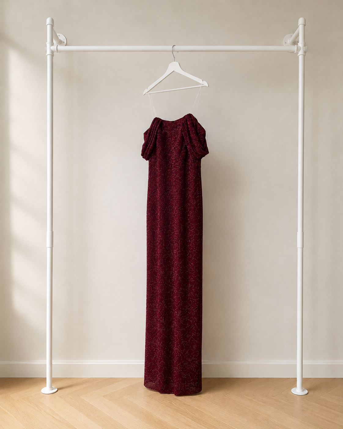 Afra - Lange Avondjurk - Burgundy | Pofmouw