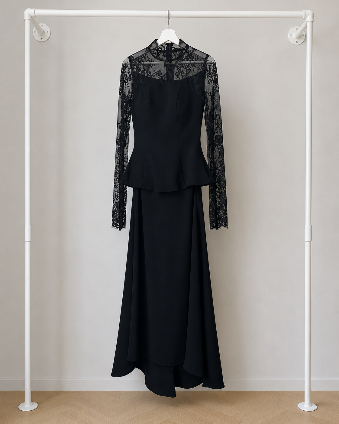Alara - Lange Avondjurk - Zwart | High Neck