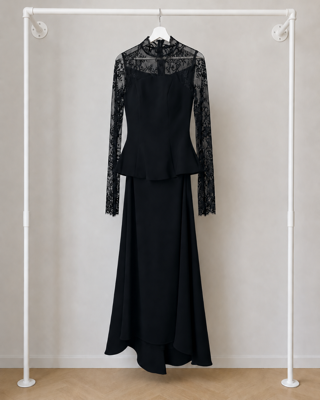 Alara - Lange Avondjurk - Zwart | High Neck