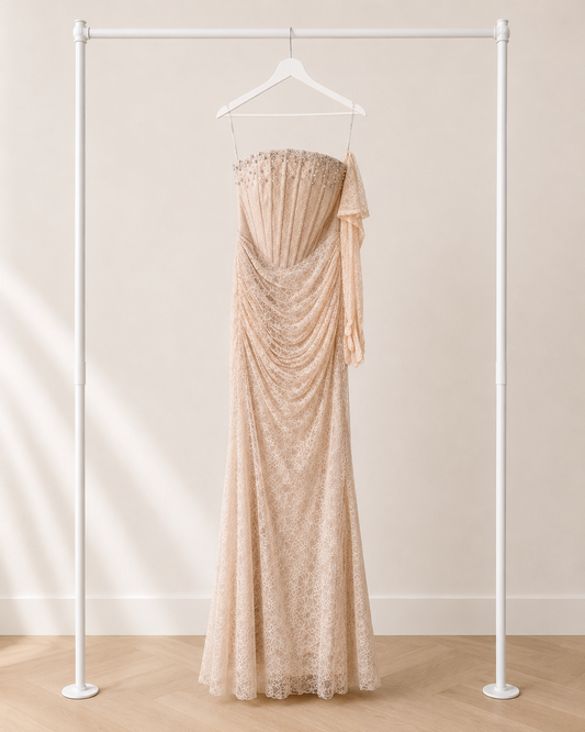 Amara - Lange Avondjurk - Champagne | Strapless