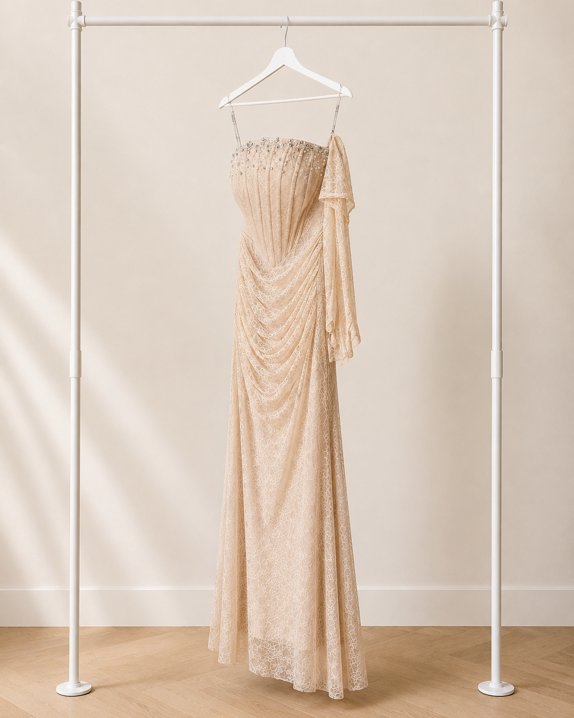 Amara - Lange Avondjurk - Champagne | Strapless