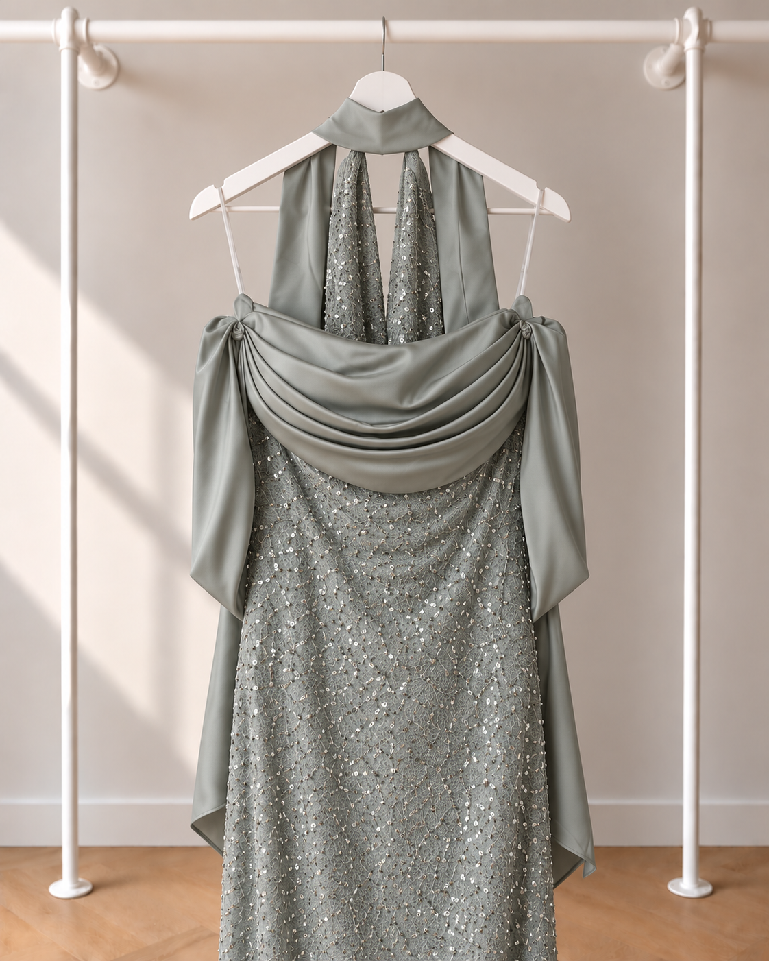 Arlay – Lange Jurk – Mint Groen / Taupe Roze