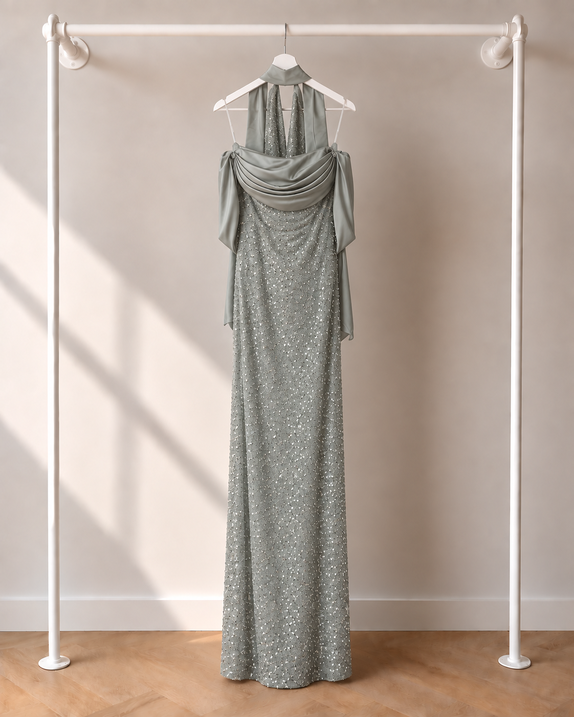 Arlay – Lange Jurk – Mint Groen / Taupe Roze