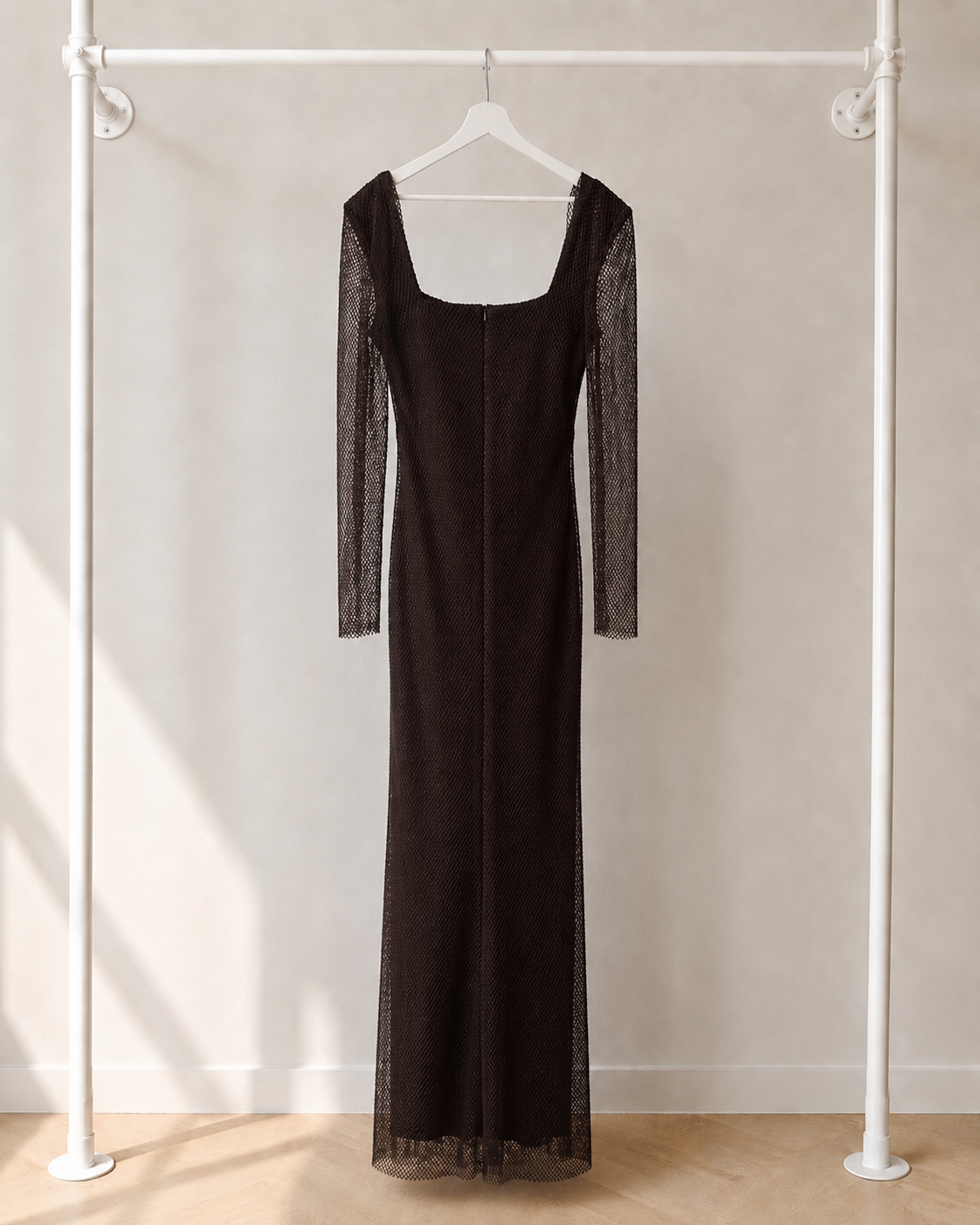Asya - Lange Avondjurk - Espresso Brown | Lange Mouw