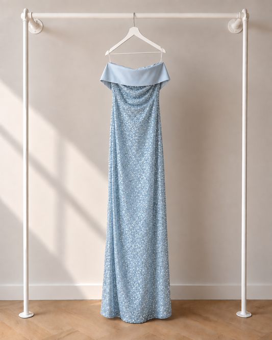 Deniz – Off shoulder Jurk – Blauw