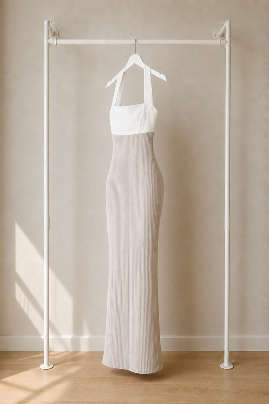Léora - Lange Avondjurk - Ivory | One Shoulder