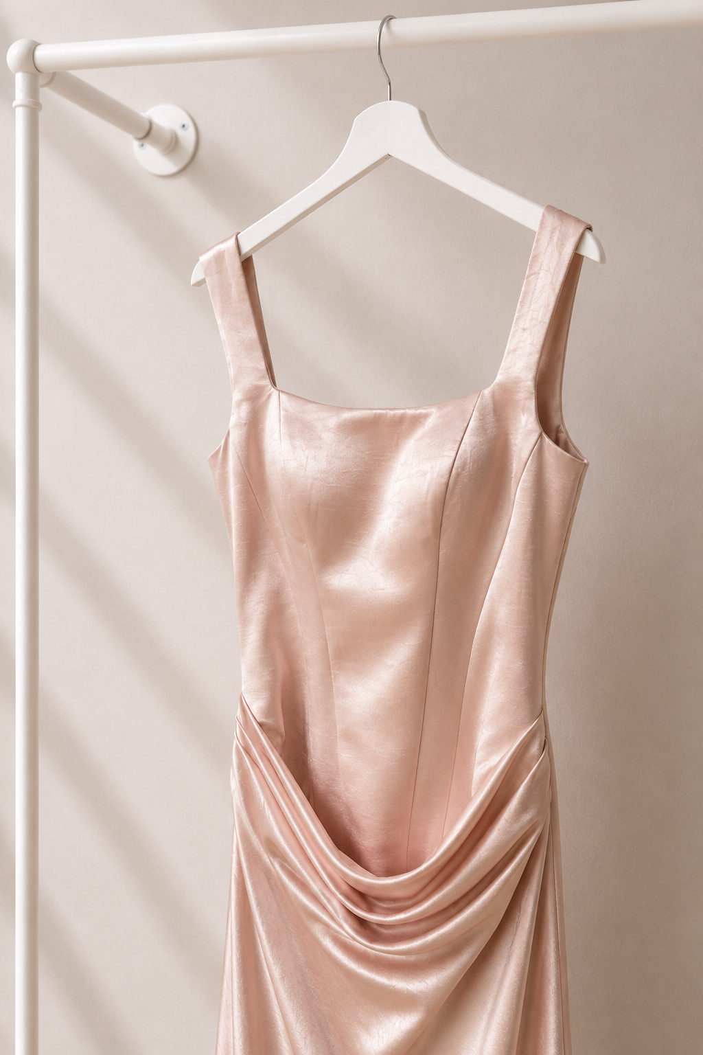 Lina - Lange Avondjurk - Blush Pink | Gedrapeerde Taill