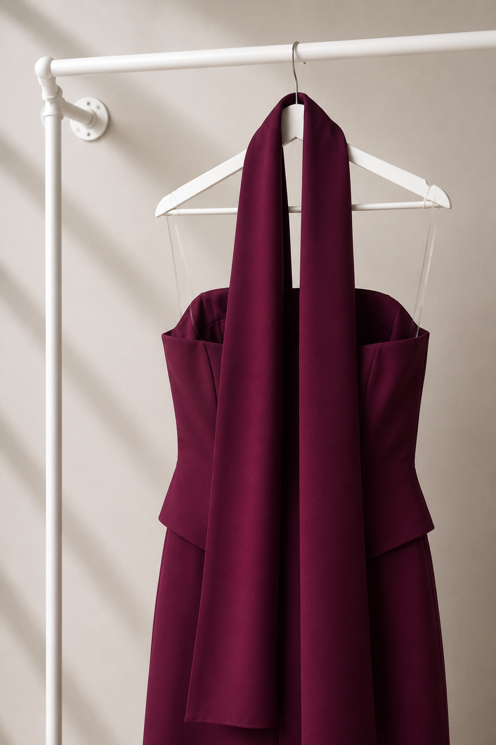 Meylin - Lange Avondjurk - Burgundy | Halter