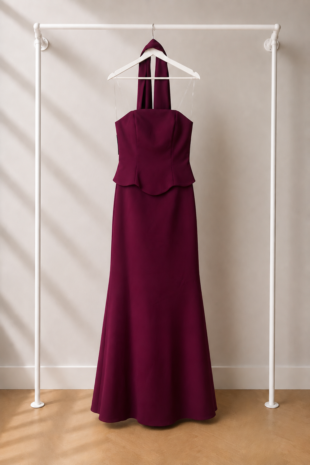 Meylin - Lange Avondjurk - Burgundy | Halter