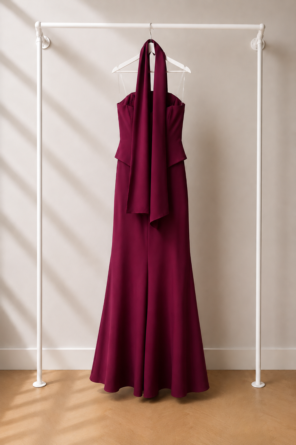 Meylin - Lange Avondjurk - Burgundy | Halter