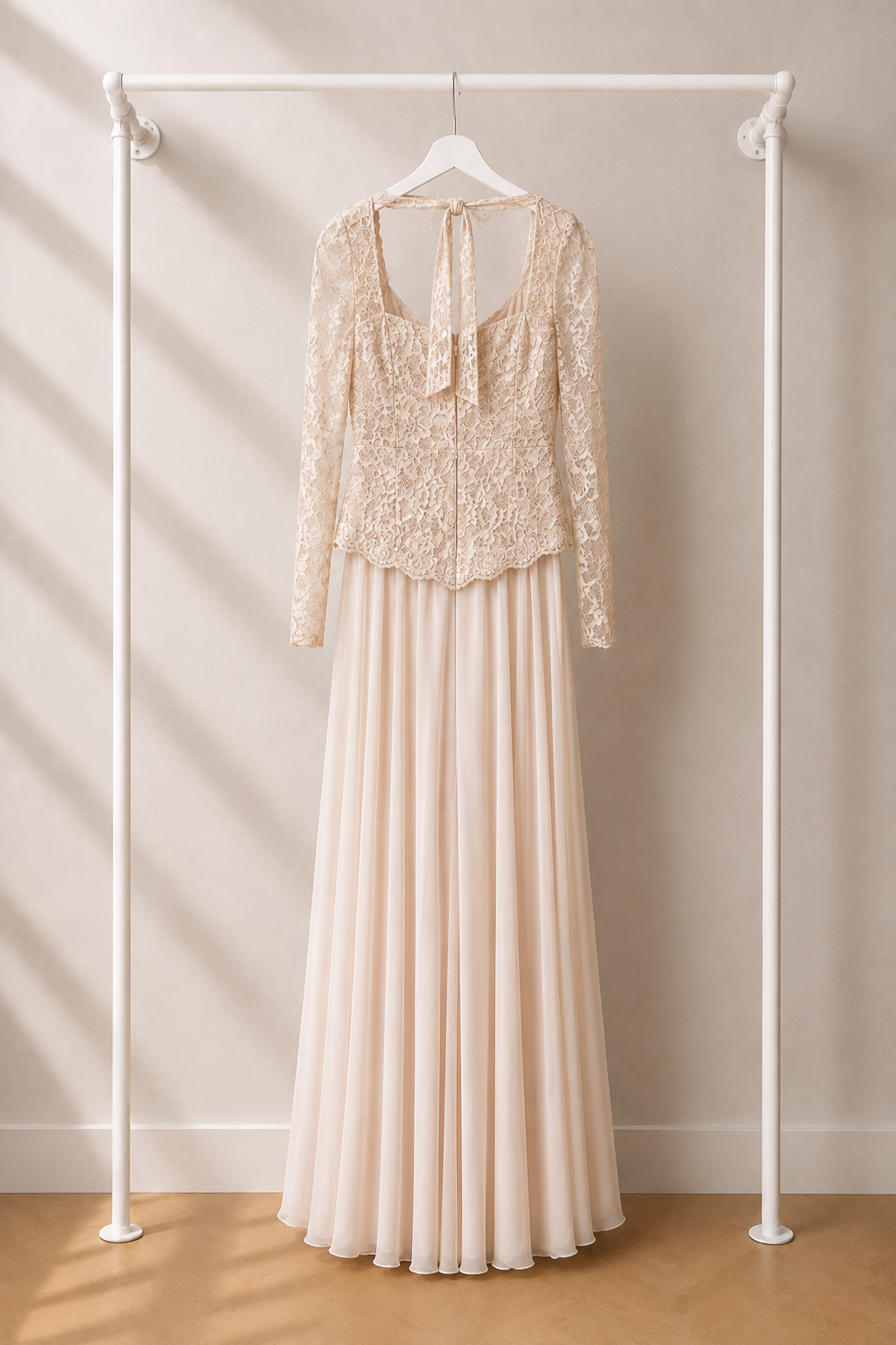 Mimai - Lange Avondjurk - Blush Pink | Kanten Top