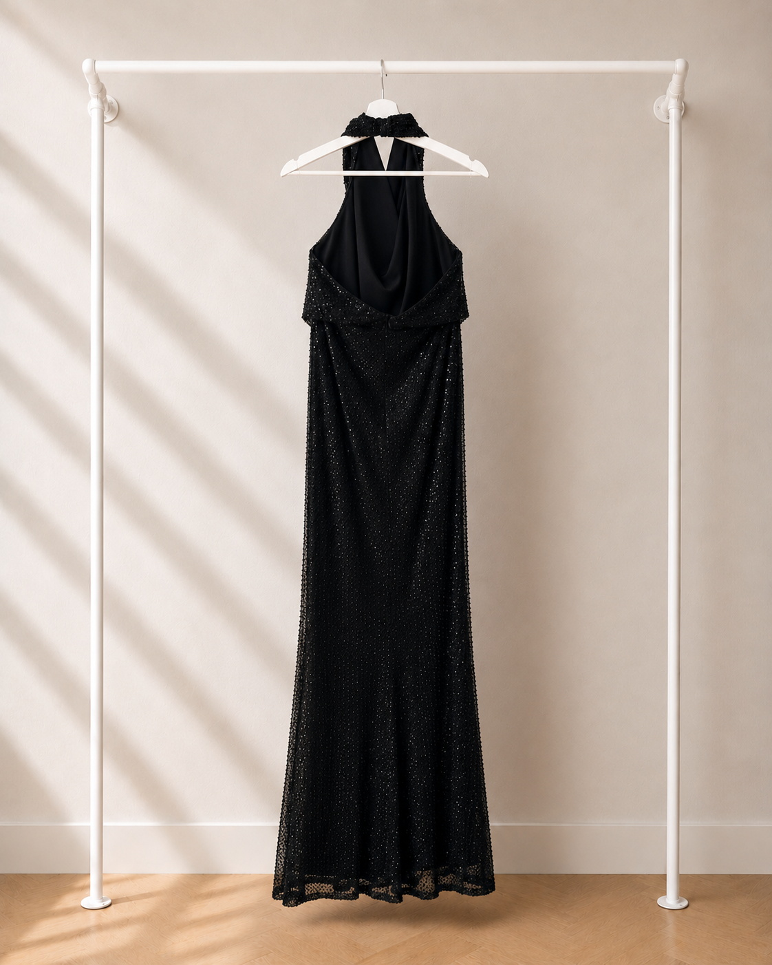 Nela - Lange Avondjurk - Zwart | Halter