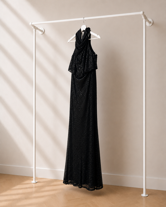 Nela - Lange Avondjurk - Zwart | Halter