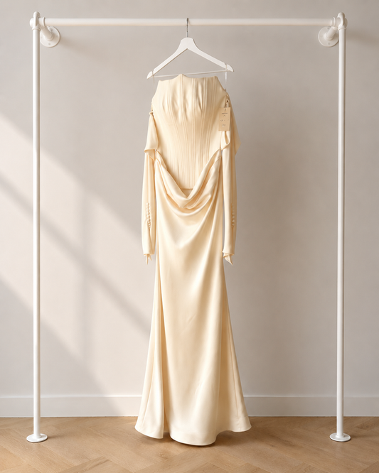 Niyal - Lange Avondjurk - Sorbet Geel | Draped Halter