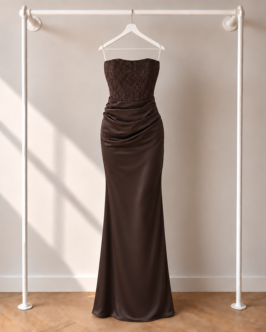 Valinay – Lange Jurk – Espresso Bruin