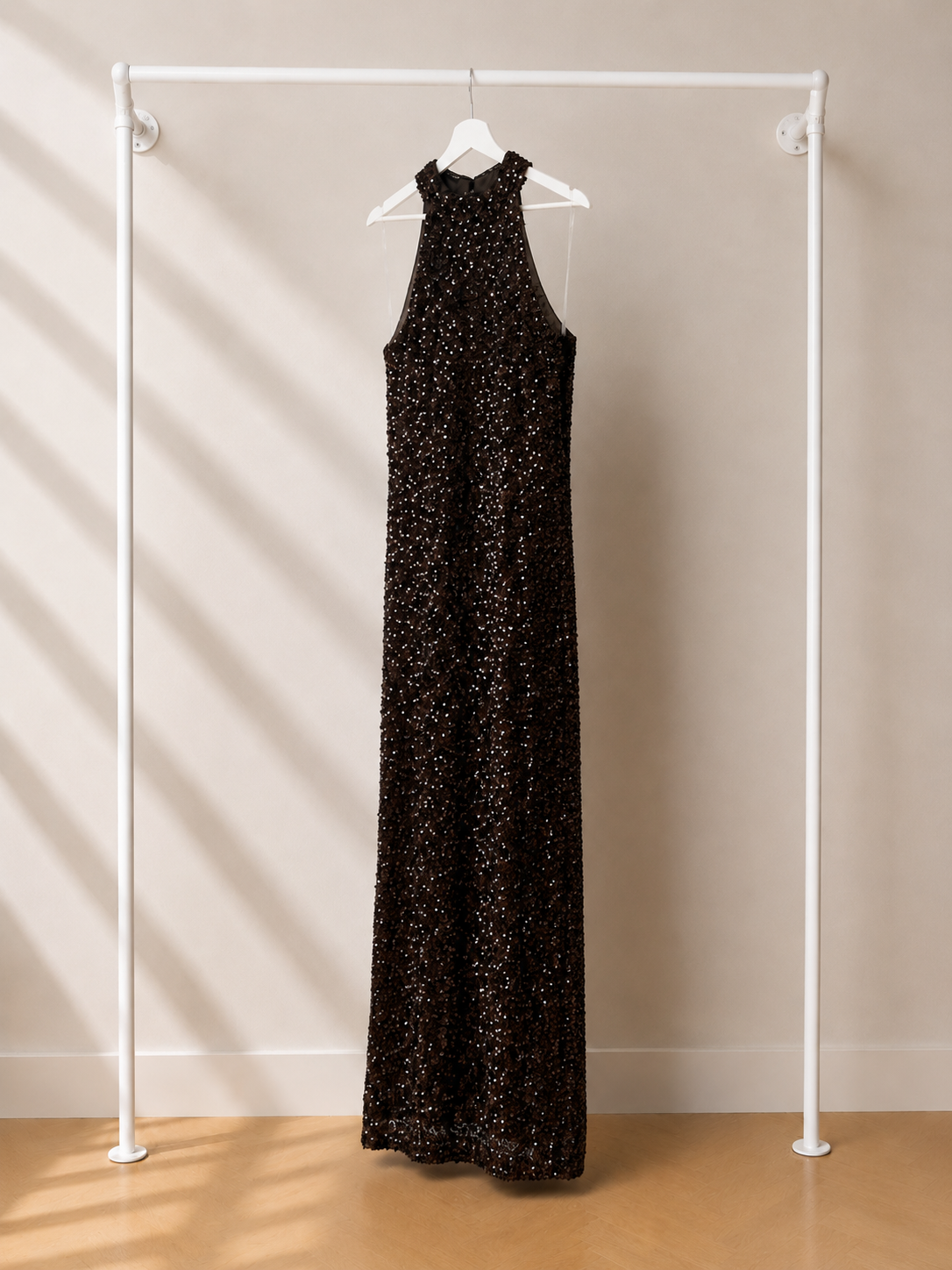 Yunai - Lange Avondjurk - Donkerbruin| Halter