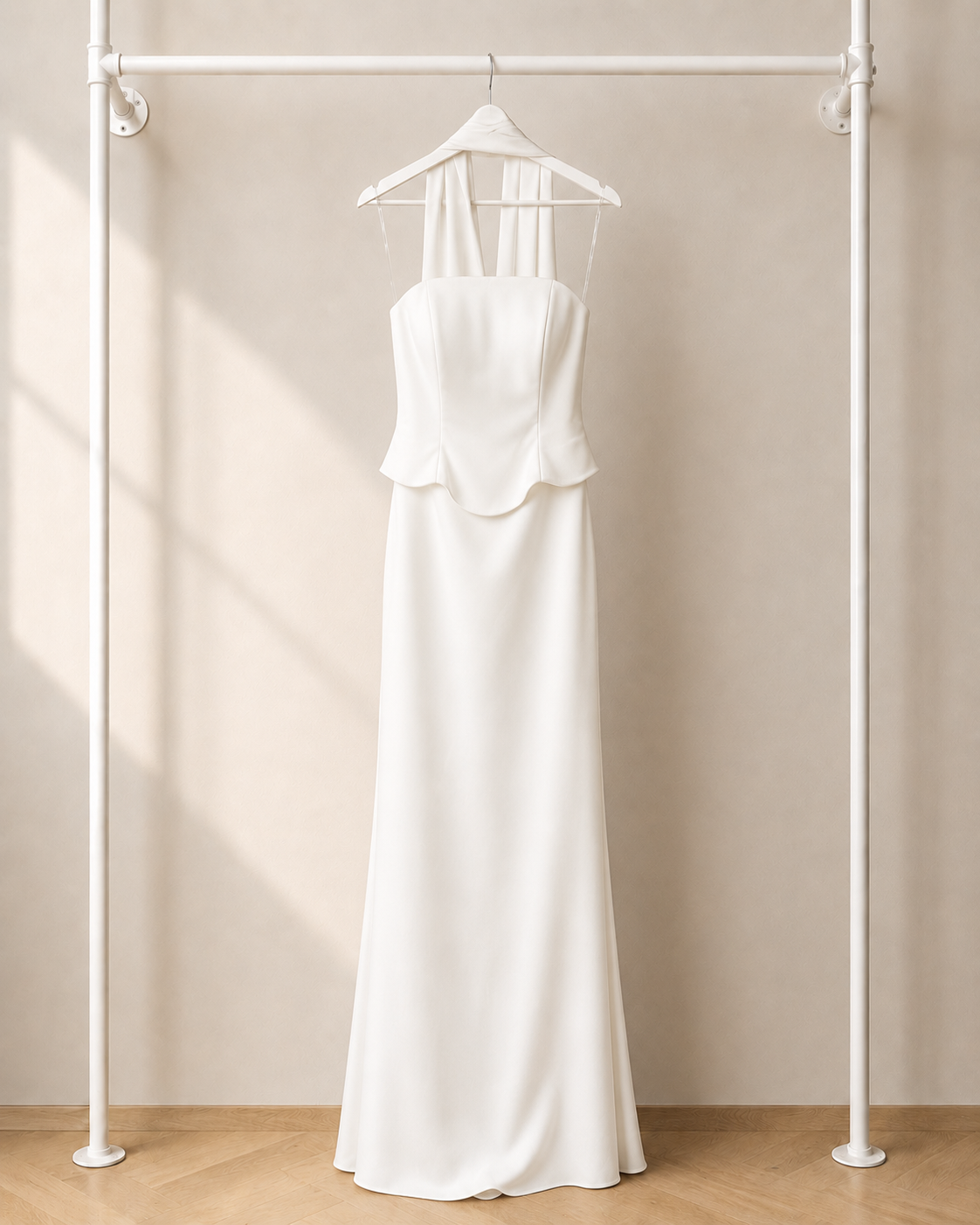Zeyna - Lange Avondjurk - Wit | Halter