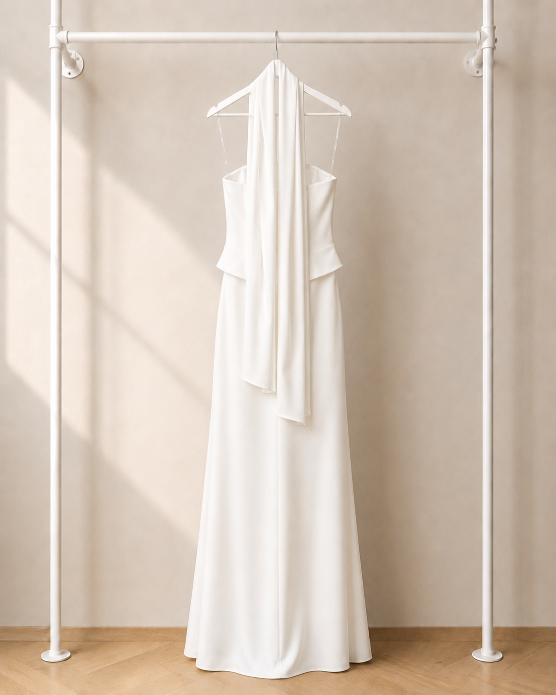 Zeyna - Lange Avondjurk - Wit | Halter