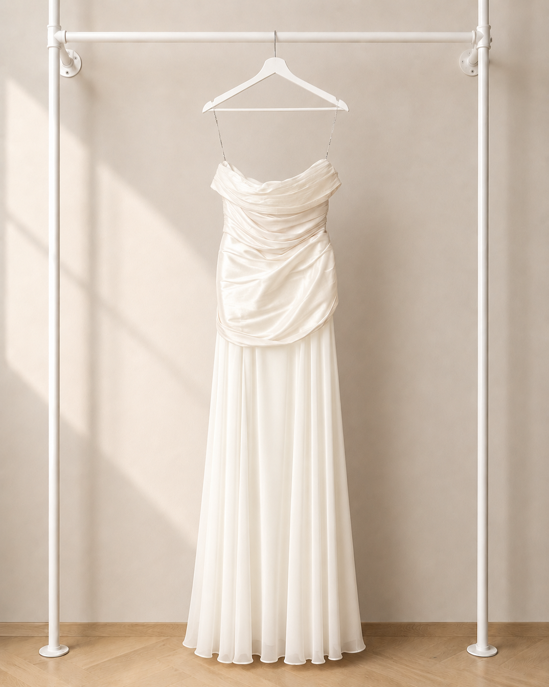 Rayna- Lange Avondjurk - Wit | Gedrapeerd Strapless